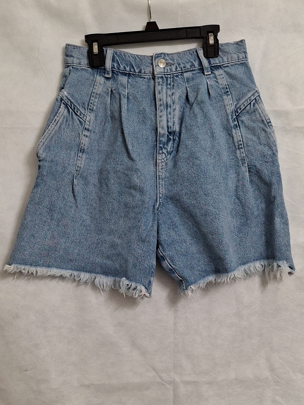 We The Free High-Rise Light Blue Denim Shorts with Raw Hem